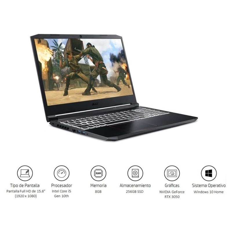 Walmart y Aurrera: Laptop Gaming Acer Nitro 5 / GTX 3050 4GB / Intel Core i5 Gen 10th / 8GB RAM / 256GB SSD / FHD / 15.6" 