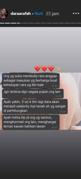 Instagram story Dara Arafah