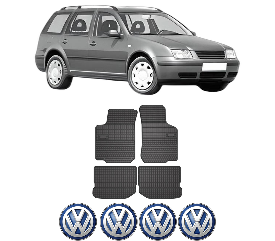 Set covorase presuri Volkswagen BORA din 1998-2005, auto, din cauciuc thermoplastic, 4 Stickere auto cu Volkswagen