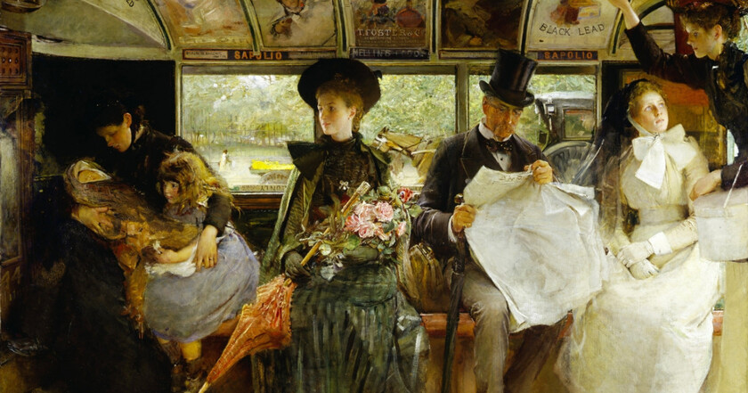 "Voyage dans un omnibus d'Eringam", tableau de George Leftog, 1897.