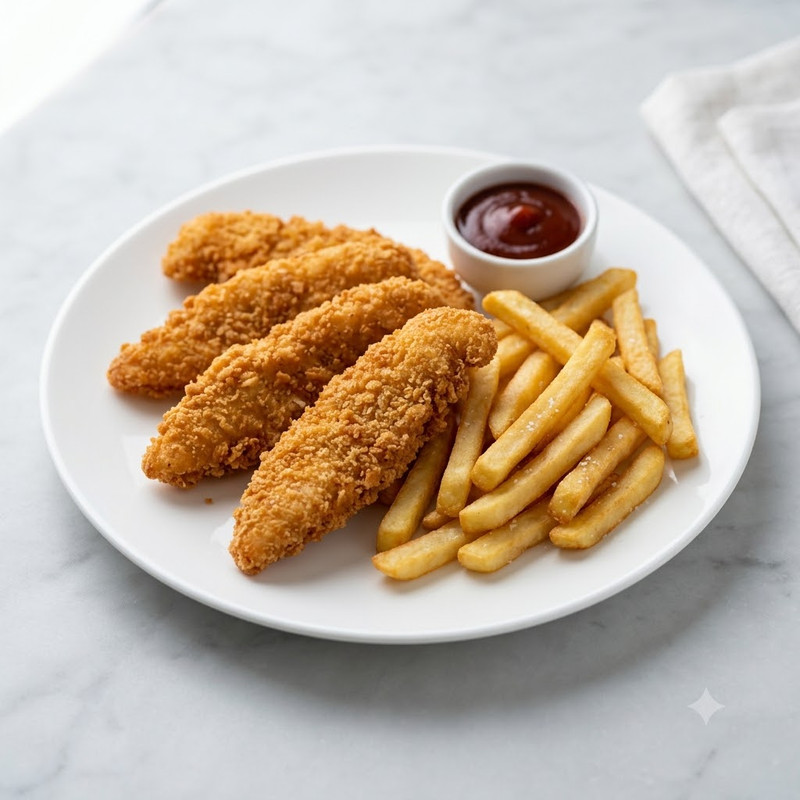 Tiras De Pollo Con Patatas