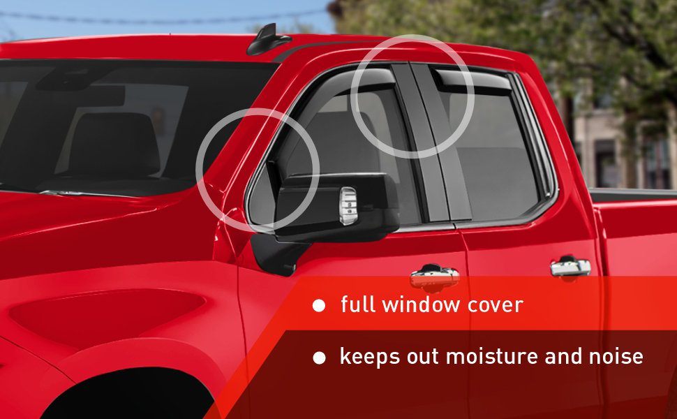 In-Channel Rain Guards / Window Visors For 2019-2025 Chevy Silverado 1500 Double Cab | 4-Piece Set