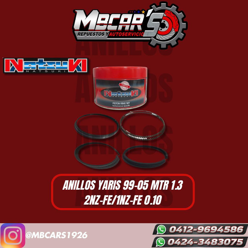 ANILLOS YARIS 99-05 MTR 1.3 2NZ-FE1NZ-FE 0.10