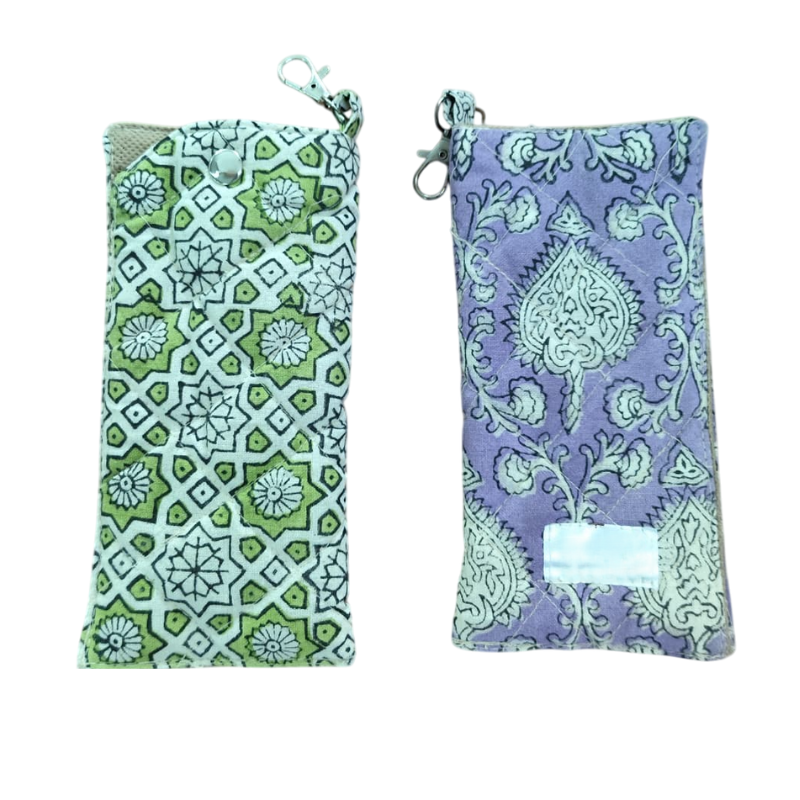 Elegant Hand Block Printed Goggle Case - Set of 2 Pattern - 5