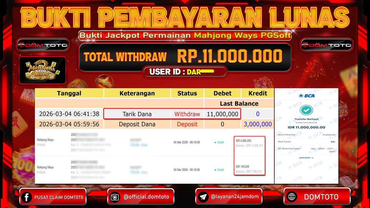 JACKPOT SLOT Mahjong Ways PGSoft 04 MARET 2026
