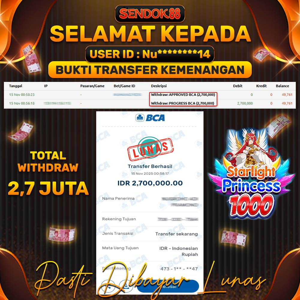 SENDOK88 JEPE! STARLIGHT PRINCESS 1000 Rp 2.700.000,- LUNAS!