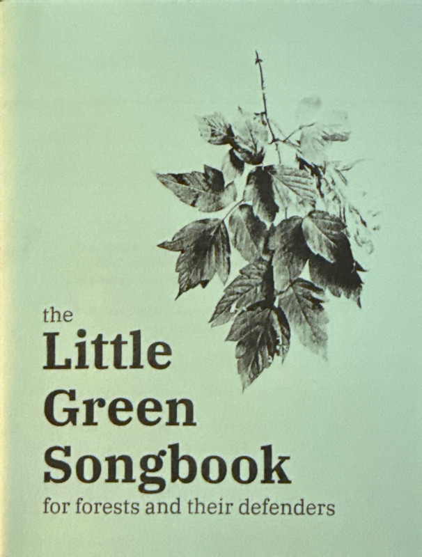 The cover of a zine titled the Little Green Songbook for forests and their defenders