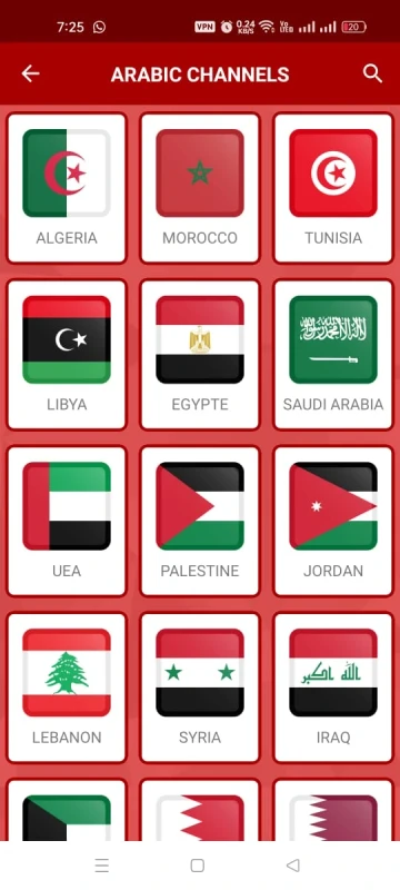 Yacine TV icons and labels