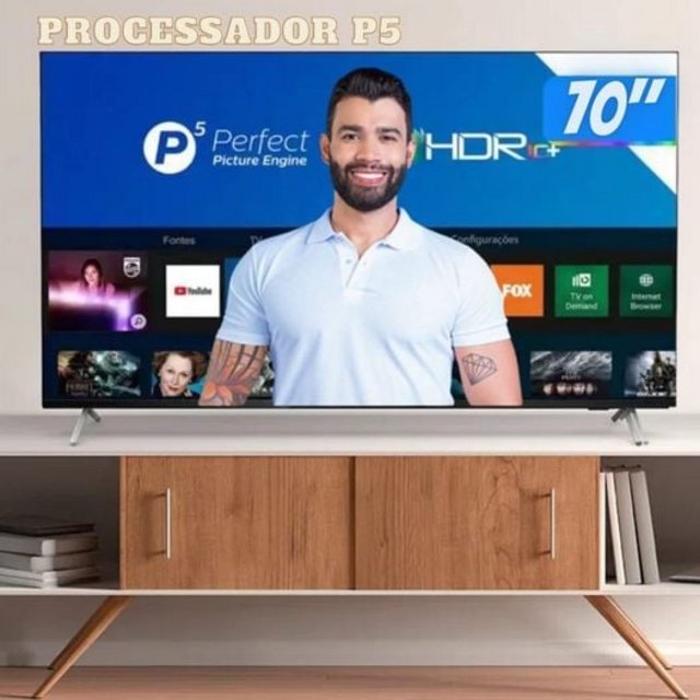 Smart Tv 70” Philips 70pug7625/78 4k Uhd P5 Hdr10+ Dolby Vision Atmos Bluetooth Wifi Preto Bordas Ultrafinas