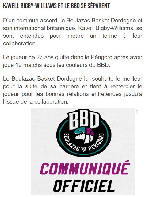Départ Big Williams