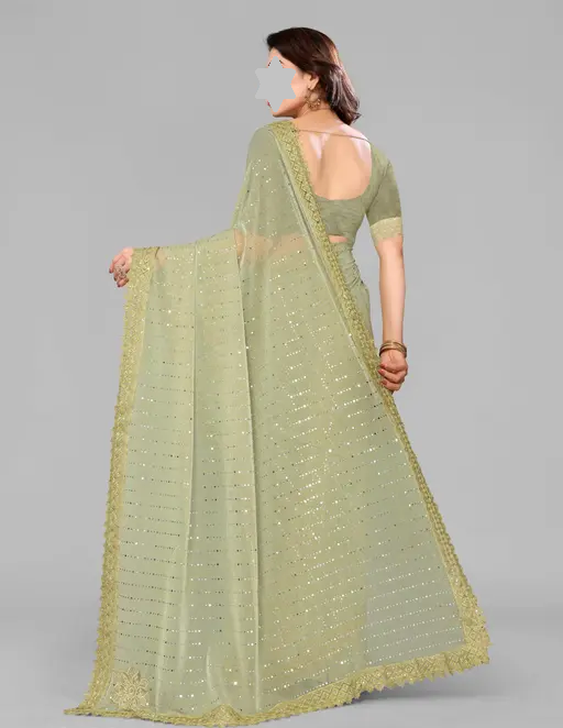 SHIMMER SAREE WITH MIRROR WORK AND CHEMICAL LACE AND DIMOND HAND WORK_COLOR4(R104)