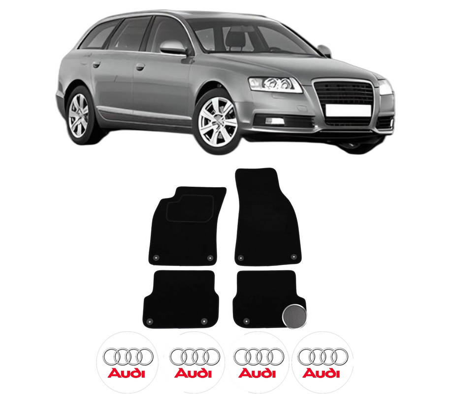 Set Covorase Presuri AUDI A6 C6 Avant (4F5) din 2004-2011, Auto, Material Textil Mocheta, 4 Stickere auto cu AUDI
