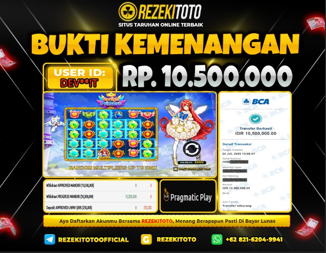 BUKTI KEMENANGAN 24 JULI 2025 STARLIGHT PRINCESS 10 JUTA  