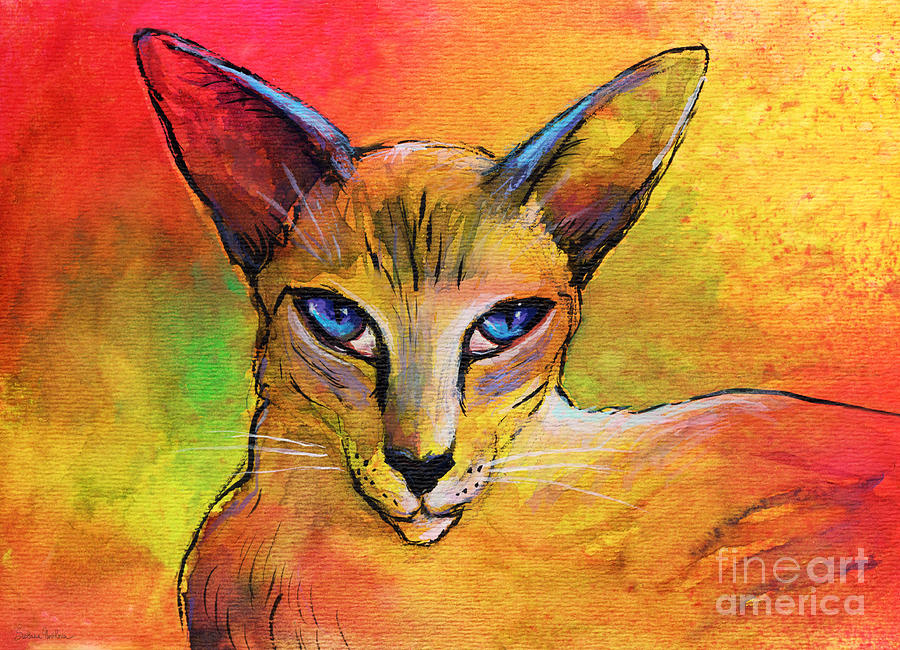 19-colorful-oriental-shorthair-cat-painting-svetlana-novikov