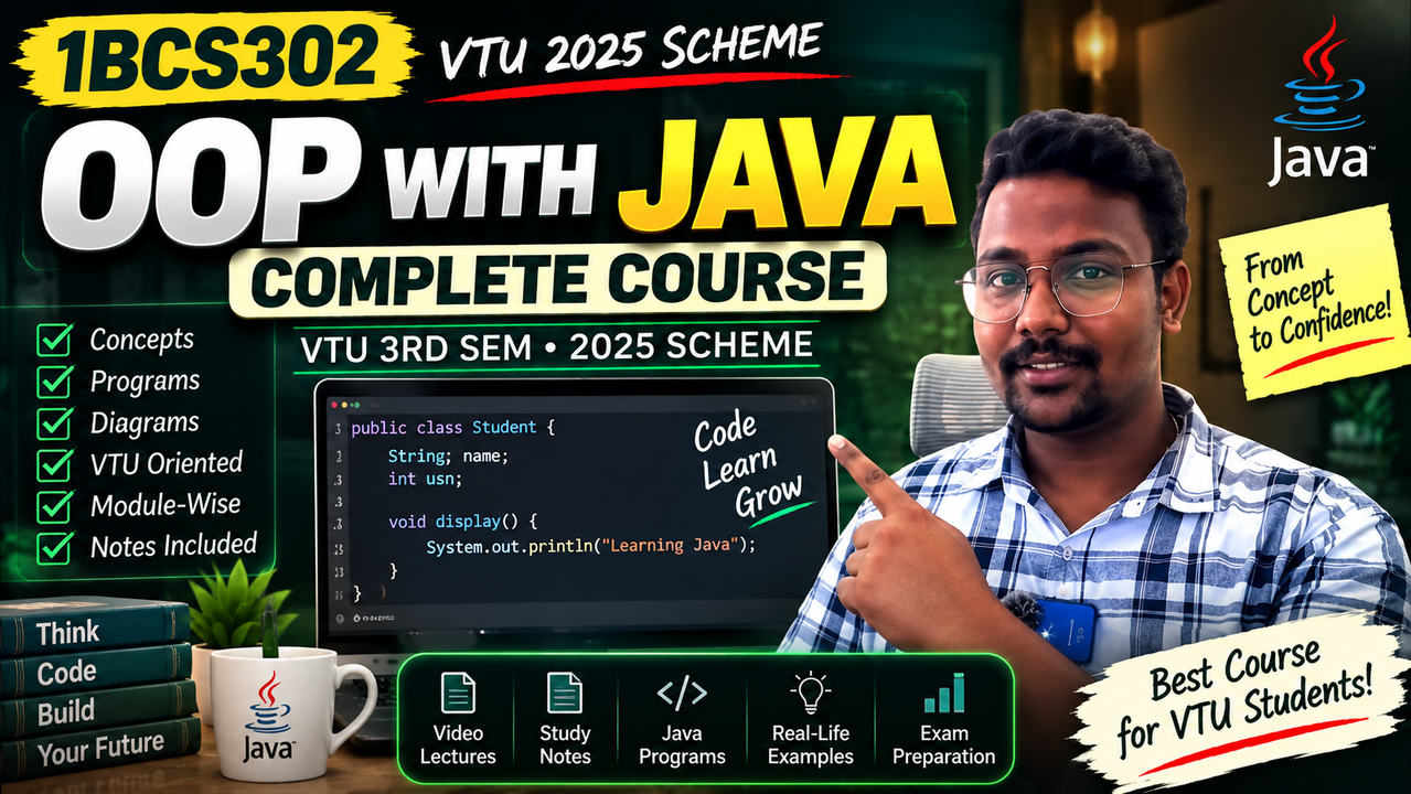 1BCS302 – Object Oriented Programming with Java | VTU 2025 Scheme
