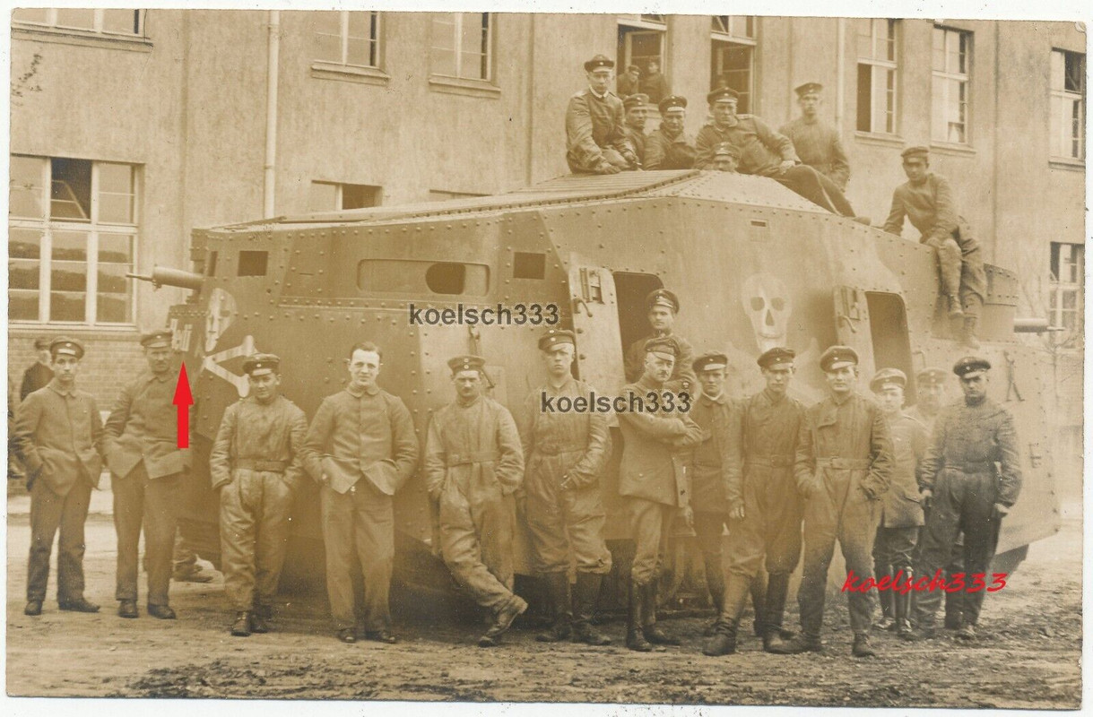 Foto Rarität ! Sturmpanzerwagen A7V -Hedi- Freikorps Panzer Leipzig Kokampf 1919