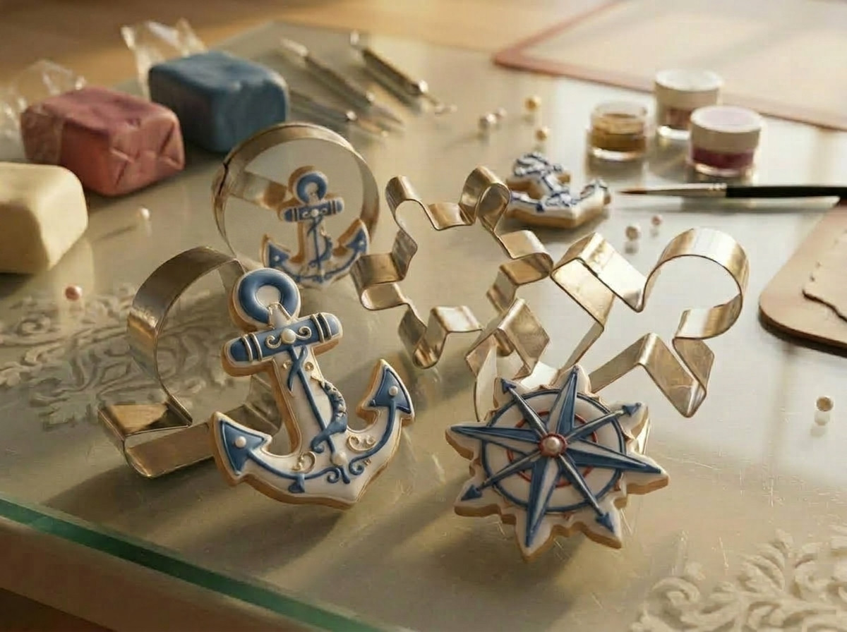 Molde de acero Ancla flotador barco timón cortador de galleta y pasta