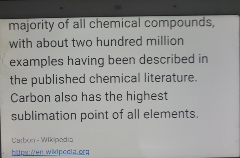 Carbon highest sublimation point of all elements