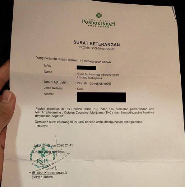 Bintang Emon Sodorkan Hasil Tes Urine