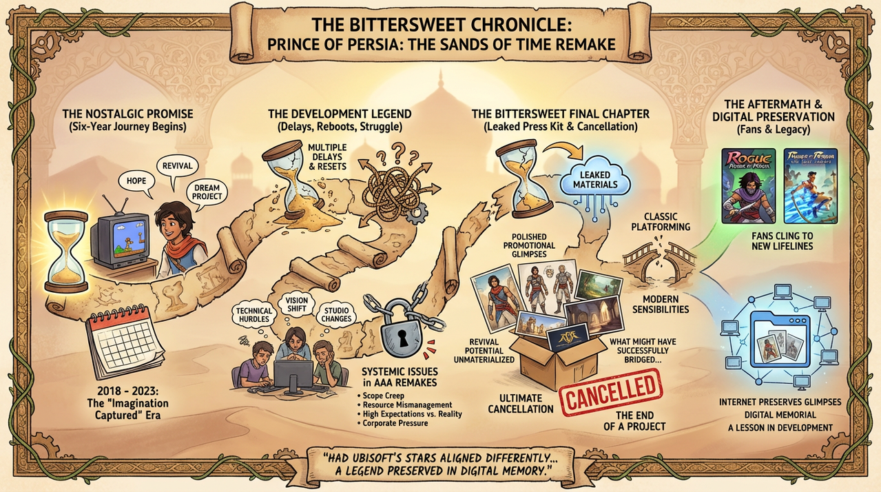 Prince of Persia Sands of Time Remake Press Kit Video Leaks After Cancellation Drama 1 Ancient Persian palace interior with golden lighting and intricate architecture