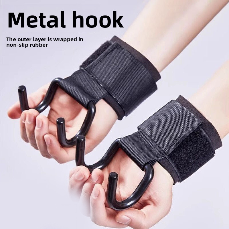 3-Pairs Black Heavy Duty Weightlifting Power Hooks for Deadlifts and Pull-ups Non-Slip Metal Hooks with Adjustable Padded Wrist Straps for global Gym Enthusiasts