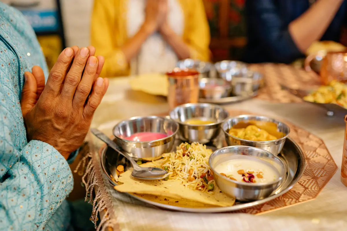 Praying Before Meal in Ujjain Temple