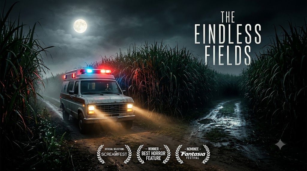 AI-generated example result for the youtube-thumbnail prompt: Horror & Thriller Movie Poster – "THE ENDLESS FIELDS" | Horror Thriller Movie Poster Youtube Thumbnail AI YouTube Thumbnail Prompt