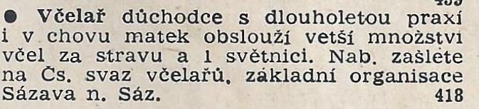 1957 - inzerát důchodce