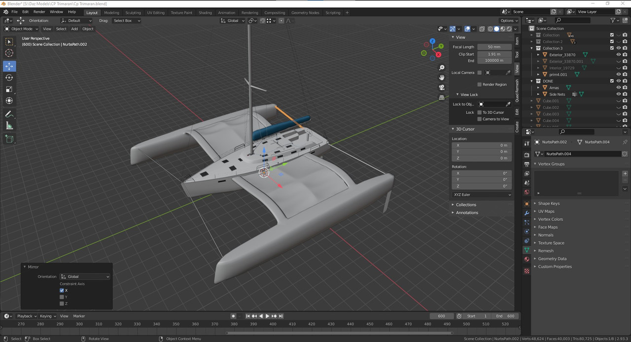 CP Trimaran Addon for Sailing Yatch Dolphin 55