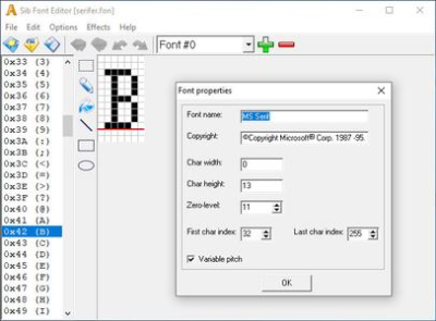 Sib Font Editor 2.25