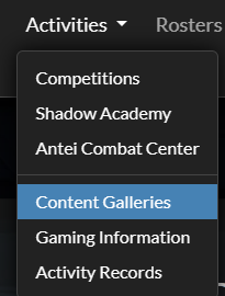 Activities dropdown