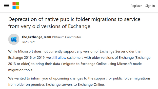 Exchange Folder Migration
