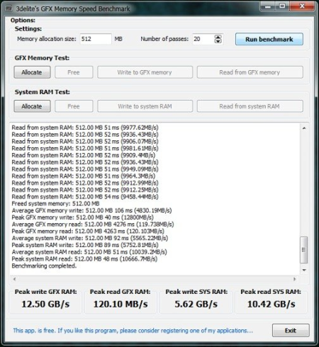 GFX Memory Speed Benchmark 1.1.15.18