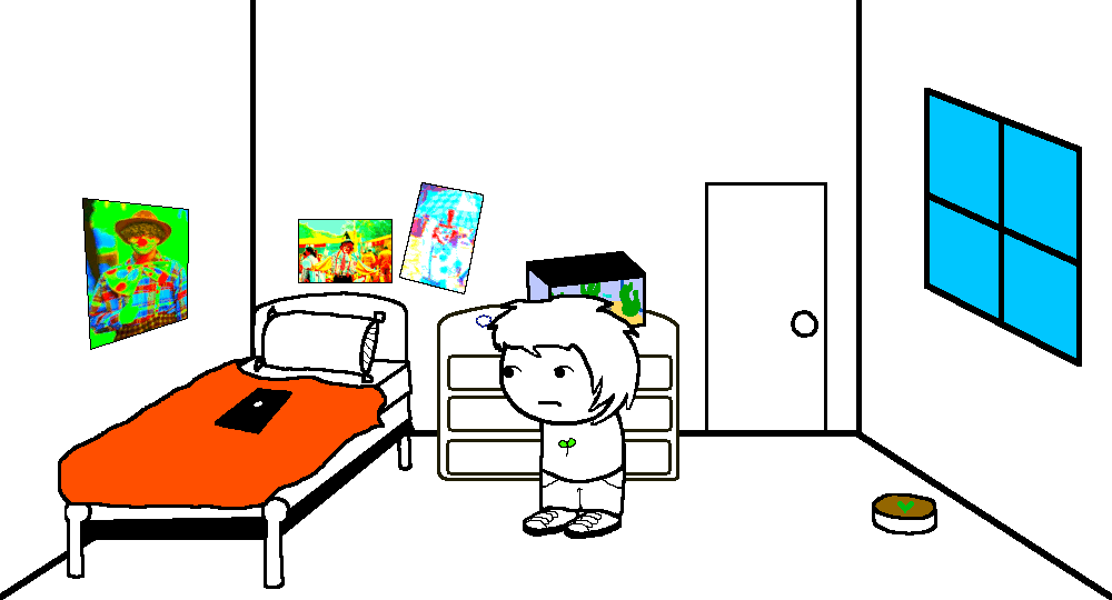 Jack standing in his room while the computer goes off