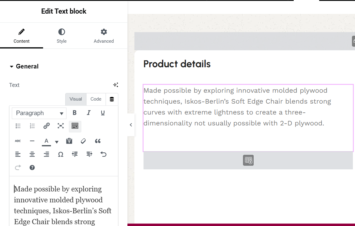 product information