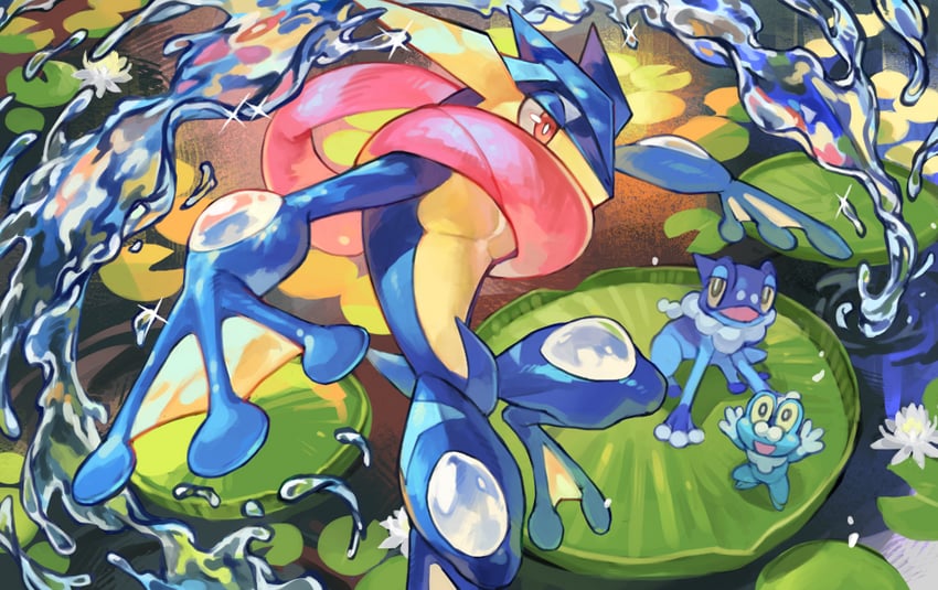 greninja-froakie-and-frogadier-pokemon-d