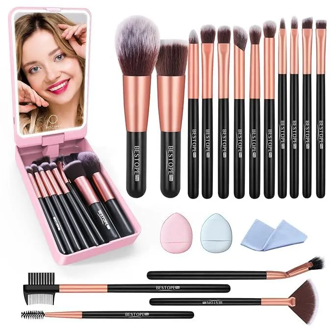 20-Piece Rose Gold Makeup Brush Set