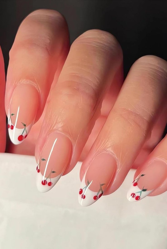 39 White French Tip Press on Nails Almond Summer Cher