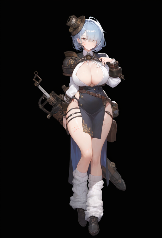 1girl, dark background, full body, grey eyes, blue hair, curvy, loose socks, chi s-3706956608