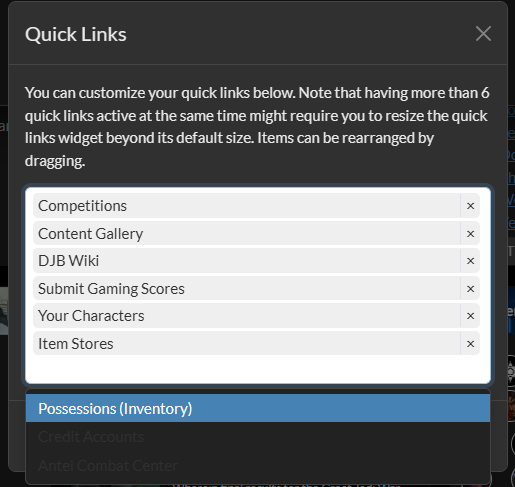 quick links options