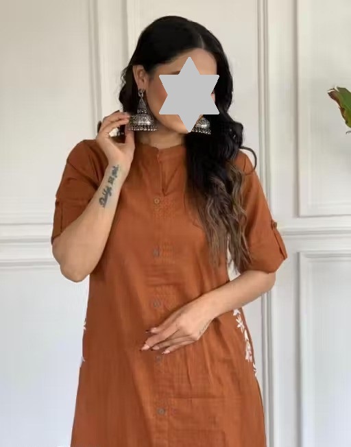 Rustic Coord set with Embroidered Pockets Color 1 (KS167)