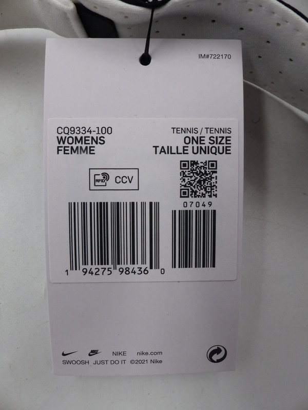 NIKE WOMENS TENNIS VISOR IN WHITE ONE SIZE CQ9334-100 | MDG Sales, LLC