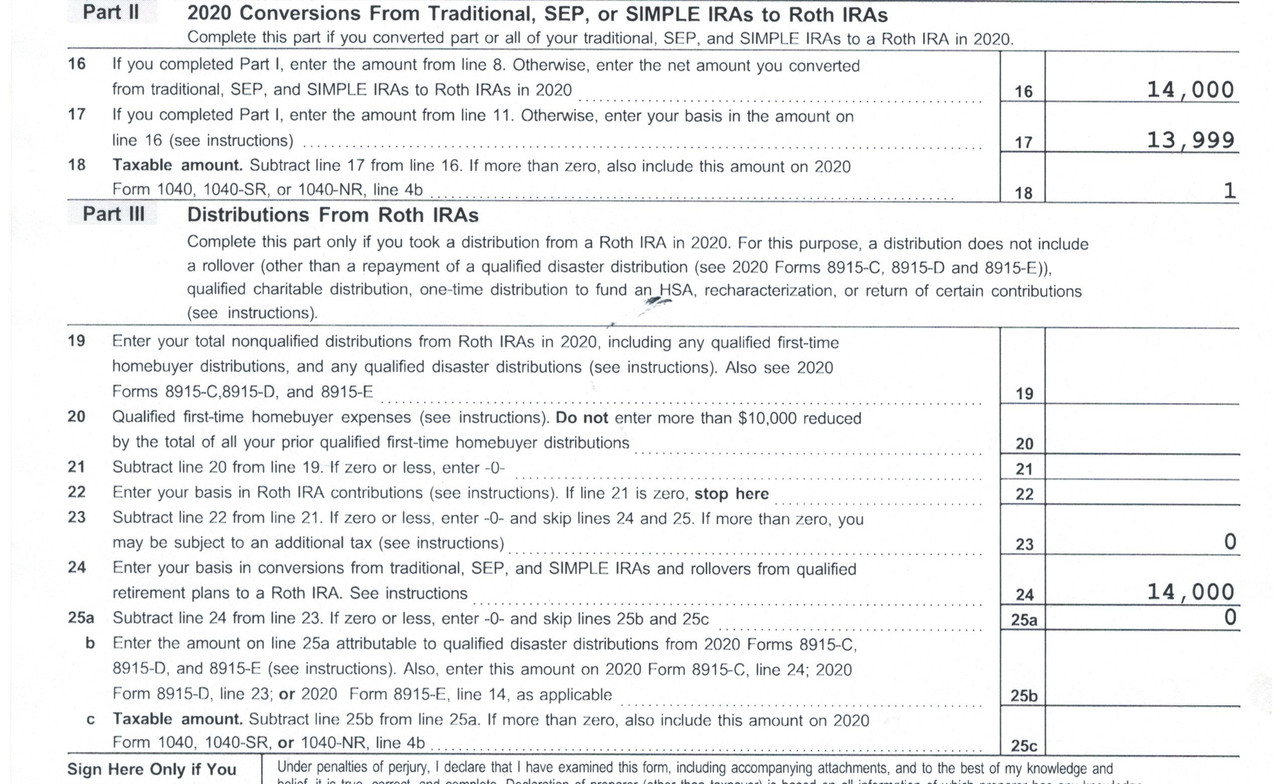 Sample 8606 Backdoor Roth Form 8606 question - is the form filled out correctly? - Bogleheads.org