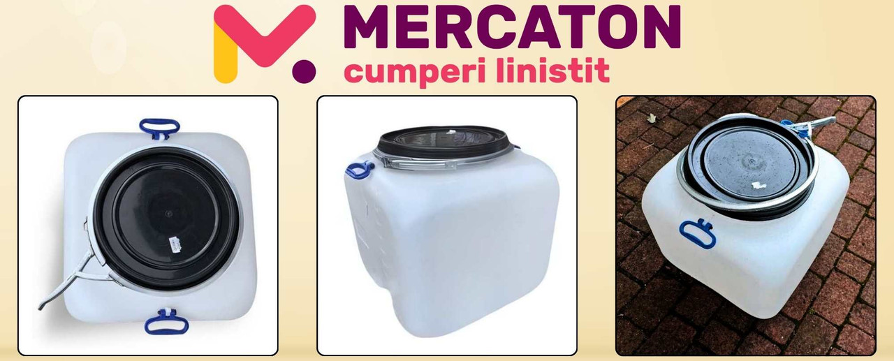 Bidon Mercaton din Plastic Alimentar cu Cerc Metalic pentru Depozitare Lichide, 100 L