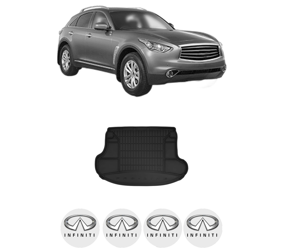Tavita Portbagaj INFINITI QX70 din 2013-2014, Protectie Portbagaj Auto, 4x Stickere auto cu INFINITI