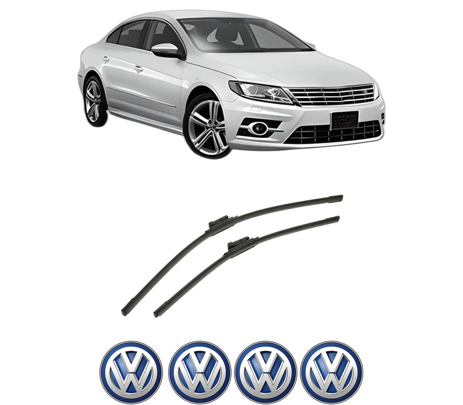 Set stergatoare auto Volkswagen CC B7 (358) din 2011-2016, pentru parbriz auto, 2 bucati, Bosch Aerotwin, din cauciuc siliconat rezistent, 4 Stickere Auto Volkswagen