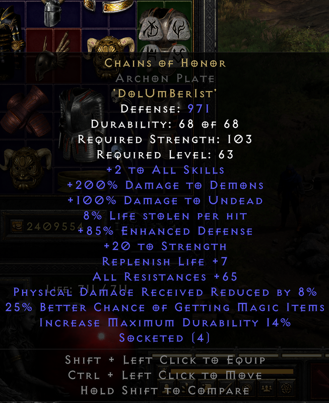 Chains of honor runeword 971 defense b