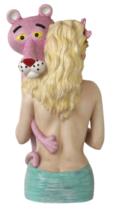 A photo of the piece being discussed in this passage, Pink Panther, from the back