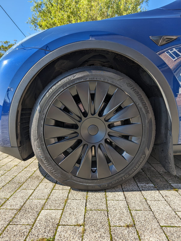 Close-up of Tesla Model Y wheel cover
