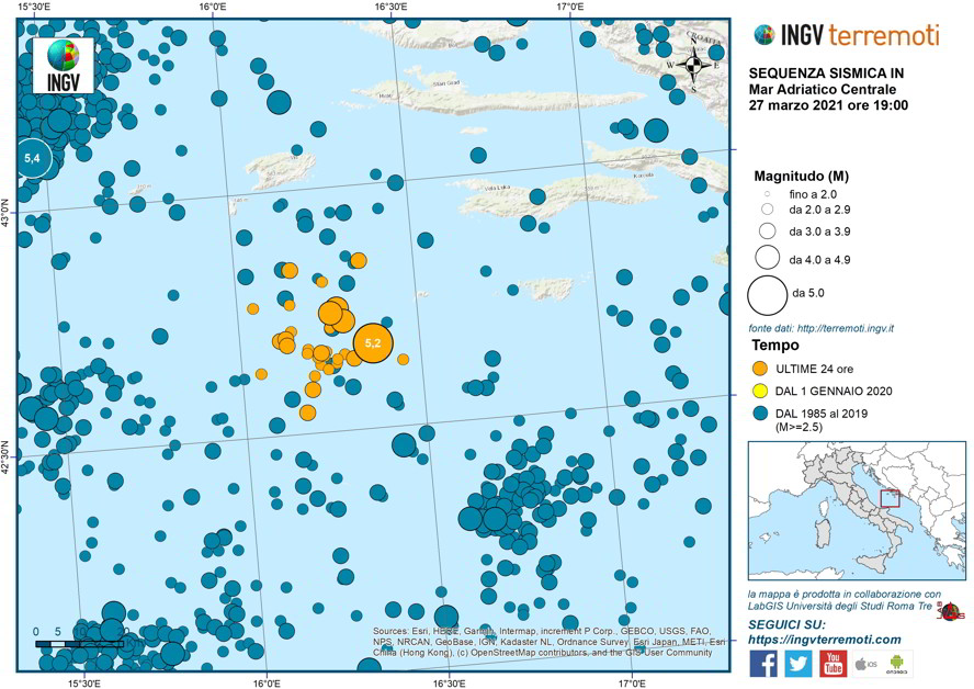 Terremoto sentito sul Gargano: Sisma M5,2 del 27 marzo 2021, epicentro in Mar Adriatico, no Tsunami
